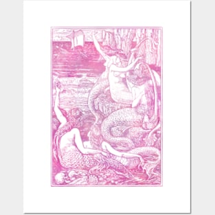 Mermaid Hello in Pink Posters and Art